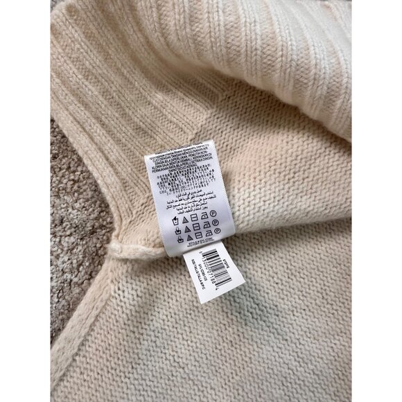 BCBGMaxAzria Womens Lambswool Sweater Ribbed Hem & Cold Shoulder Cream Size S - Picture 7 of 7